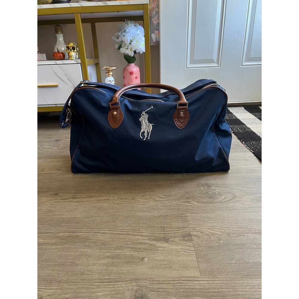 Vintage Polo Ralph Lauren Canvas Gym Bag Navy Duffle Bag Navy Big Pony